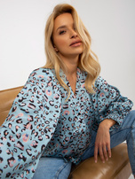 Hurt Niebiesko-czarna koszula w panterkę z imitacji satyny