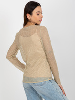 Hurt Złoto-beżowa błyszcząca bluzka wizytowa z topem