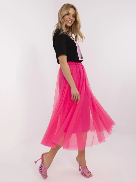 Fluo różowa tiulowa spódnica z podszewką