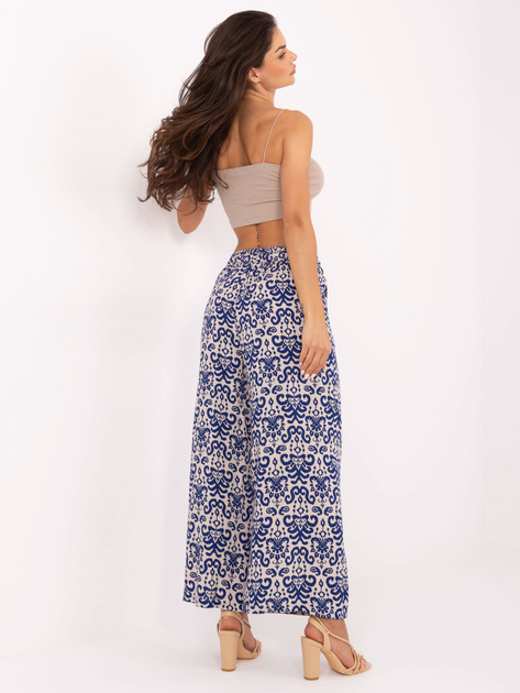 Hurt Ciemnoniebieskie materiałowe spodnie palazzo z wiskozy SUBLEVEL