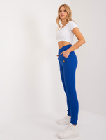 Hurtownia Kobaltowe prążkowane spodnie z bawełny