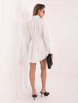 Ecru mini sukienka szmizjerka w paski RUE PARIS