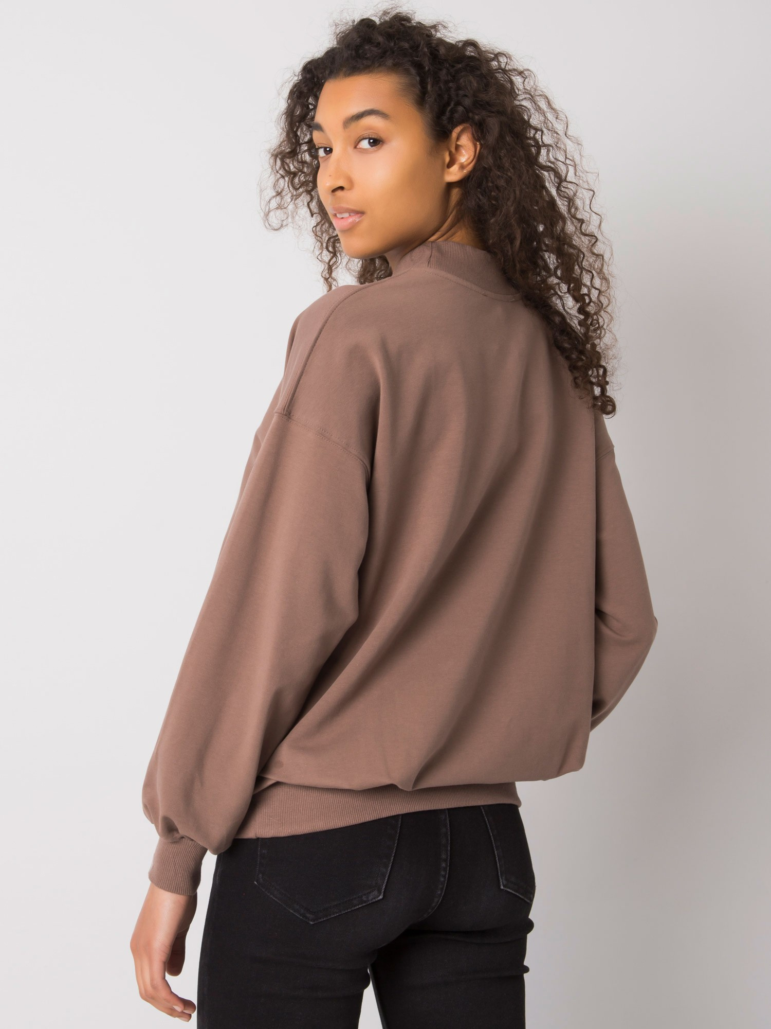Brown sweatshirt for women without hood Dylan RUE PARIS