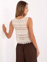 Jasnobeżowy ażurowy top bez rękawów