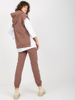 Hurt Brązowy trzyczęściowy komplet casualowy ze spodniami