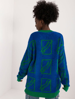 Hurtownia Ciemnoniebieski długi sweter damski oversize