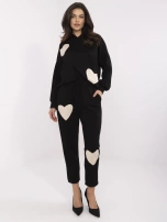 Hurt Czarny casualowy komplet damski z wiskozą