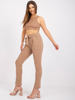 Jasnocamelowe spodnie dresowe z bawełny Santos RUE PARIS