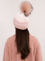 Hurt Jasnoróżowa czapka zimowa z polarowym ociepleniem RUE PARIS