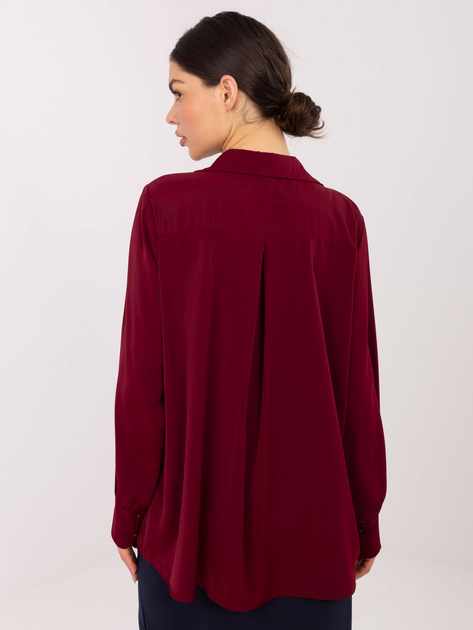 Bordowa elegancka koszula z żabotem
