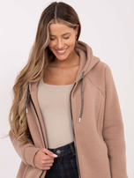 Ciemnobeżowa długa bluza z kapturem