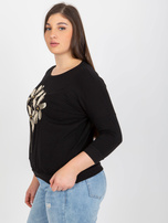 Hurt Czarna bluzka plus size z błyszczącym nadrukiem