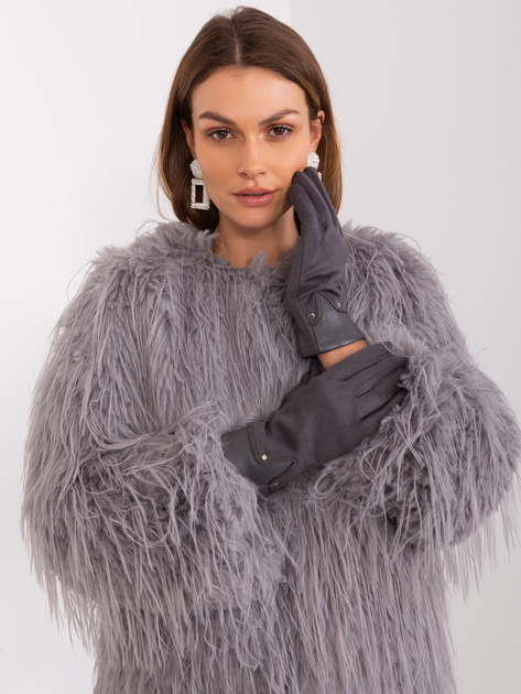 Hurt Ciemnoszare rękawiczki ze wstawkami z ekoskóry