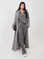 Ciemnoszary dzianinowy komplet w prążek 