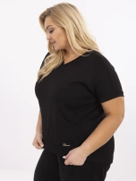 Czarna damska bluzka plus size z dekoltem V