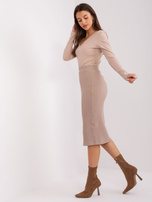 Hurt Dark beige ribbed knit skirt.