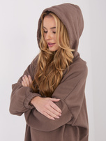 Ciemnobeżowa dresowa sukienka basic z kieszeniami 