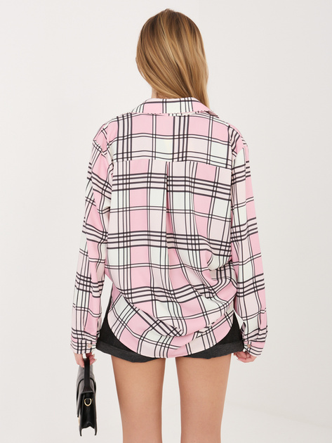 Jasnoróżowa rozpinana koszula w kratę