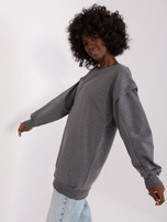 Hurtownia Ciemnoszara długa bluza o kroju oversize