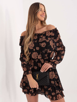 Black and Camel Spanish Dress with Ruffle Briannon