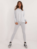 Hurt Szary melanżowy komplet dresowy z naszywką