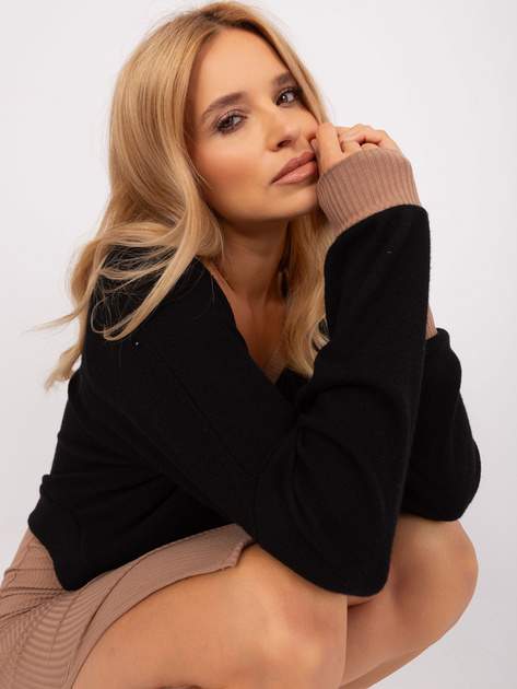 Hurtownia Czarno-camelowy dwuczęściowy komplet casualowy RUE PARIS