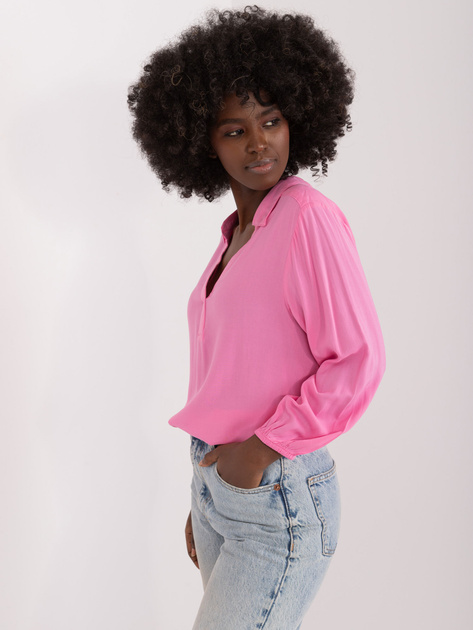 Hurt Różowa koszulowa bluzka z dekoltem V SUBLEVEL
