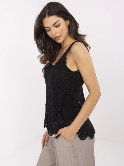 Czarna ażurowa bluzka 2w1 na lato