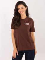 Ciemnobrązowy bawełniany t-shirt z nadrukiem SUBLEVEL 