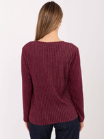 Burgundowy damski sweter w szeroki prążek