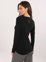 Czarna dopasowana bluzka w prążek