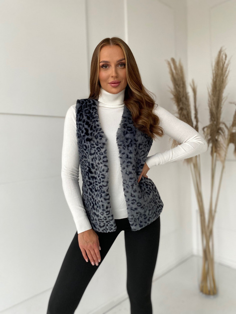 Grafitowa kamizelka futrzana w cętki Perrina