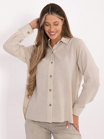 Beżowa damska koszula z dłuższym tyłem