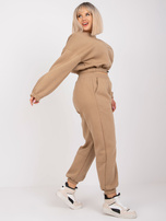 Beżowy dresowy komplet plus size z bawełny Maleah