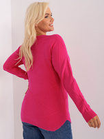 Hurt Fuksjowy sweter plus size ze ściągaczami