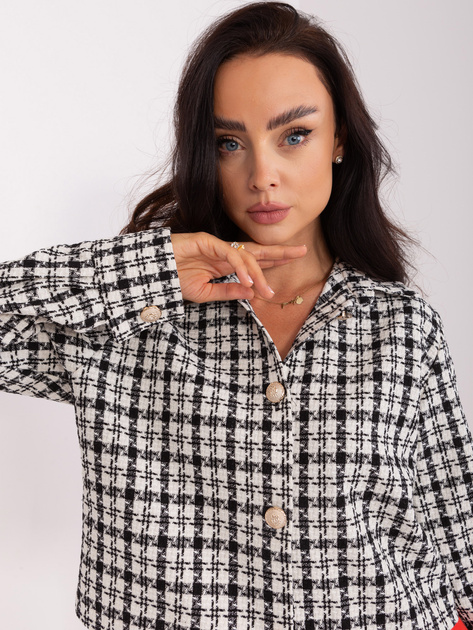 Hurtownia Czarno-biała krótka kraciasta koszula