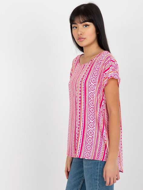 Hurt Różowa luźna bluzka z nadrukiem z wiskozy SUBLEVEL