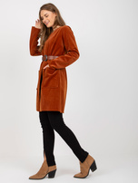 Hurt Jasnobrązowa elegancka narzutka z kieszeniami