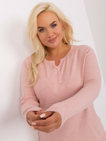 Hurt Jasnoróżowy damski sweter plus size z guzikami