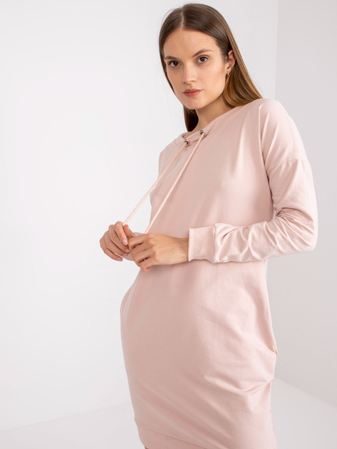 Jasnoróżowa sportowa sukienka basic bez kaptura