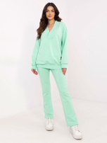 Hurt Miętowy dresowy komplet basic z prostymi spodniami