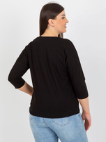 Hurt Czarna bluzka plus size z błyszczącym printem 