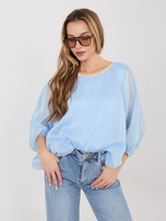 Pastelowa niebieska wizytowa bluzka z podszewką