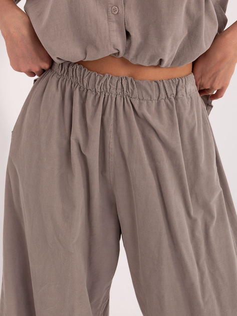 Ciemnobeżowe spodnie parachute z sztruksu