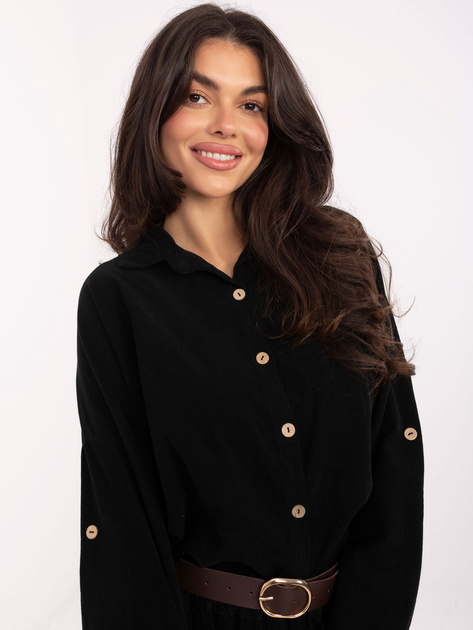 Czarna rozpinana koszula ze sztruksu