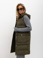 Khaki quilted vest with lining.