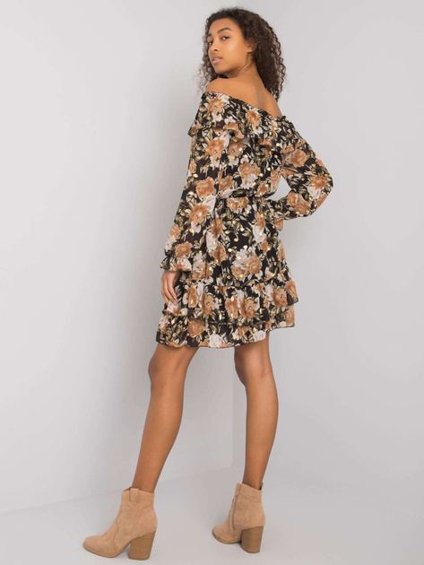 Czarno-beżowa sukienka hiszpanka we wzory Calgary