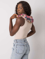 Beżowo-granatowa wzorzysta chusta z wiskozy