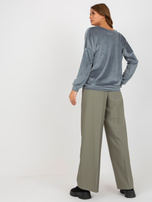 Hurt Brudnoniebieska welurowa bluza bez kaptura z wiskozy