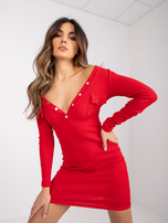 Red fitted ribbed dress Sophie RUE PARIS.